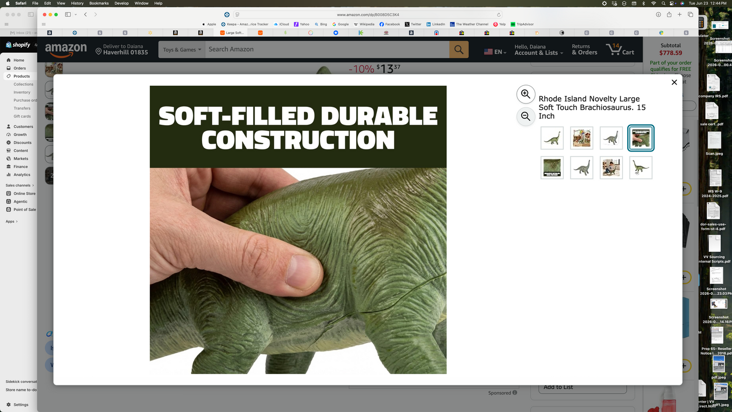 E&Z Party – 15" Soft‑Touch Brachiosaurus Dinosaur Figure